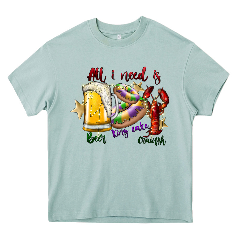 All I Need Is Beer King Cake Crawfish Heavy Core Tee by SublimationCraftShop | Teevron