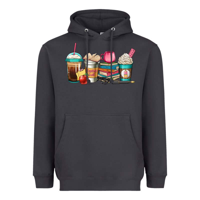 Teacher Fuel Coffee Cups Heavyweight Hoodie by Jasminsmagicworld | Teevron
