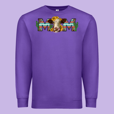 Sunflower Hereford Cattle And Cactus  Mom Premium Sweatshirt Designed By Jasminsmagicworld