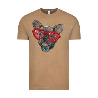 Vintage Coffee french bulldog with love glasses Vintage Tee - RanaPortraitStore