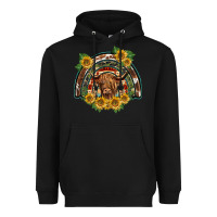 Black scottish calf sunflowers rainbow Heavyweight Hoodie - BarkalooDesign
