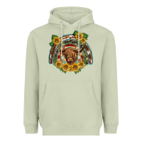 Matcha scottish calf sunflowers rainbow Heavyweight Hoodie - BarkalooDesign