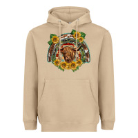 Mushroom scottish calf sunflowers rainbow Heavyweight Hoodie - BarkalooDesign