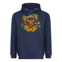 Navy scottish calf sunflowers rainbow Heavyweight Hoodie - BarkalooDesign