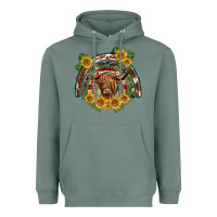 Sage scottish calf sunflowers rainbow Heavyweight Hoodie - BarkalooDesign