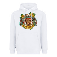 White scottish calf sunflowers rainbow Heavyweight Hoodie - BarkalooDesign