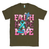 Army Green faith hope love  cross and ribbon Classic Tee - HRA Design Shop