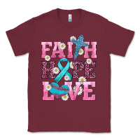 Burgundy faith hope love  cross and ribbon Classic Tee - HRA Design Shop