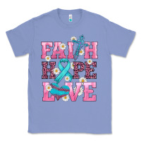 Colony Blue faith hope love  cross and ribbon Classic Tee - HRA Design Shop