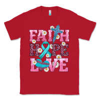 Red faith hope love  cross and ribbon Classic Tee - HRA Design Shop