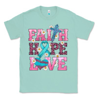 Seafoam faith hope love  cross and ribbon Classic Tee - HRA Design Shop