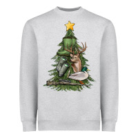 Heather Grey hunting christmas tree Heavyweight Sweatshirt - MaliasSmallBusiness