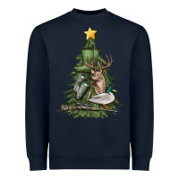 Navy hunting christmas tree Heavyweight Sweatshirt - MaliasSmallBusiness