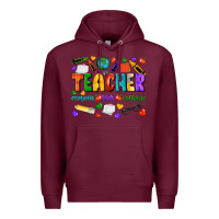 Burgundy teacher crayons kids caffeine Premium Hoodie - NancyCooperArtShop