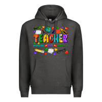 Charcoal Heather teacher crayons kids caffeine Premium Hoodie - NancyCooperArtShop