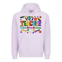 Lilac teacher crayons kids caffeine Premium Hoodie - NancyCooperArtShop