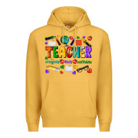 Mustard teacher crayons kids caffeine Premium Hoodie - NancyCooperArtShop