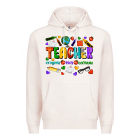 Pale Pink teacher crayons kids caffeine Premium Hoodie - NancyCooperArtShop