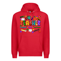 Red teacher crayons kids caffeine Premium Hoodie - NancyCooperArtShop