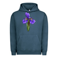 Pigment Midnight Navy Iris Flower Urban Hoodie - LillyAllenDesigns