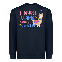 Navy a whole llama learning going on Heavyweight Sweatshirt - MaliasSmallBusiness