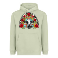 Matcha black and white baby cow floral rose rainbow Heavyweight Hoodie - BarkalooDesign