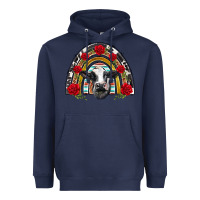 Navy black and white baby cow floral rose rainbow Heavyweight Hoodie - BarkalooDesign