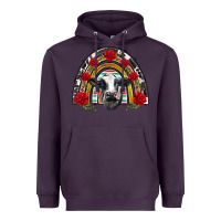 Plum black and white baby cow floral rose rainbow Heavyweight Hoodie - BarkalooDesign
