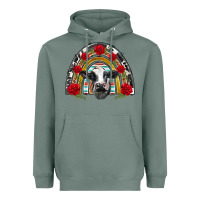 Sage black and white baby cow floral rose rainbow Heavyweight Hoodie - BarkalooDesign