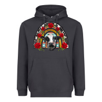 Smoke black and white baby cow floral rose rainbow Heavyweight Hoodie - BarkalooDesign