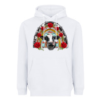 White black and white baby cow floral rose rainbow Heavyweight Hoodie - BarkalooDesign