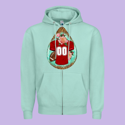 American Football And Western Roses Teardrop Zipper Hoodie Designed By Bundleandbundleshop