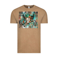Vintage Coffee cowhide bull skull Vintage Tee - Zillion Design Studio