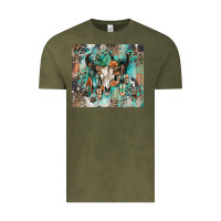 Vintage Olive cowhide bull skull Vintage Tee - Zillion Design Studio