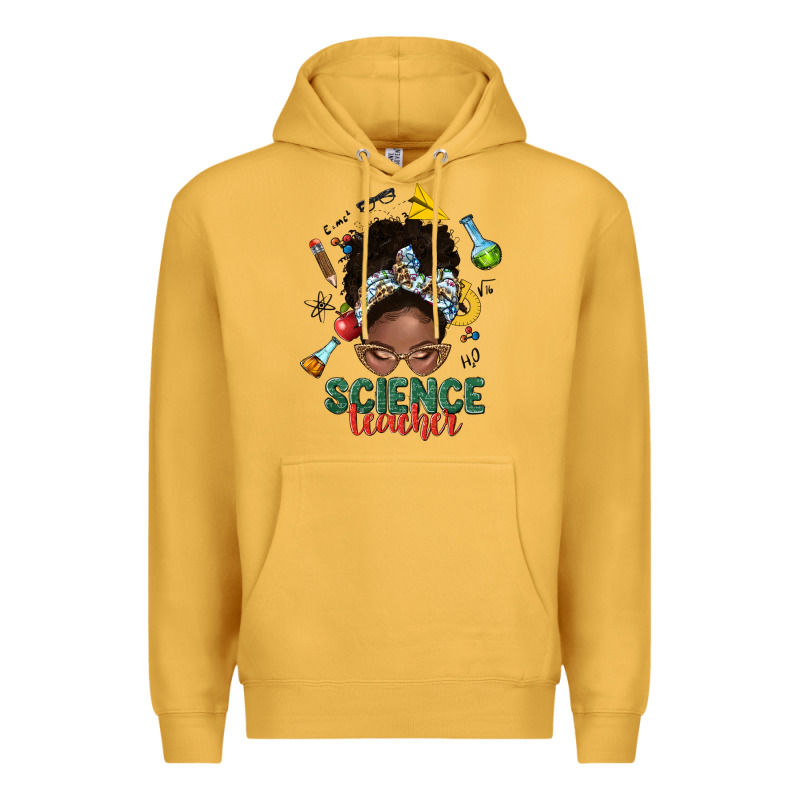 Science Teacher Afro Messy Bun Premium Hoodie by NancyCooperArtShop | Teevron