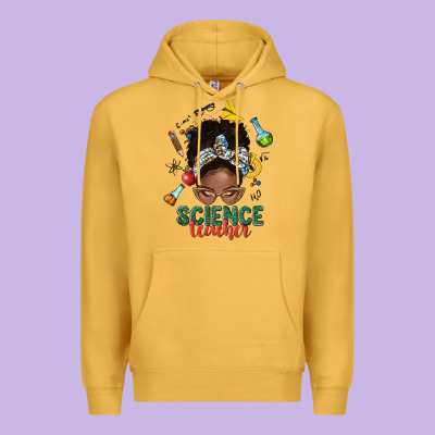 Science Teacher Afro Messy Bun Premium Hoodie Designed By Nancycooperartshop