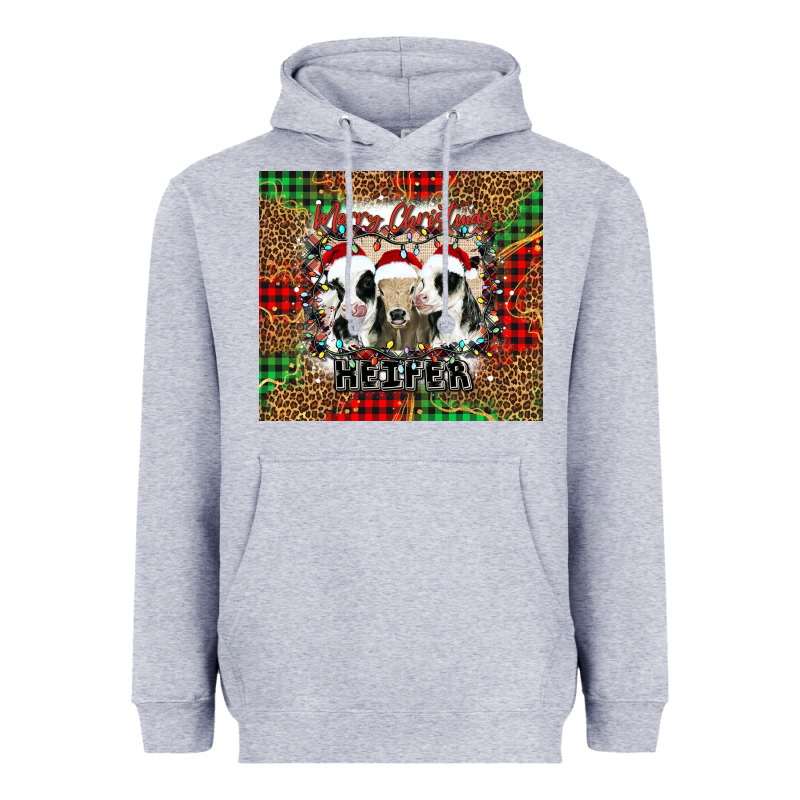 Merry Christmas Heifer Heavyweight Hoodie by Jasminsmagicworld | Teevron