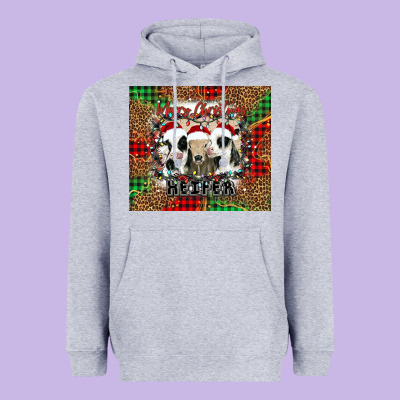 Merry Christmas Heifer Heavyweight Hoodie Designed By Jasminsmagicworld