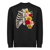 Black floral ribcage Heavyweight Sweatshirt - MaliasSmallBusiness