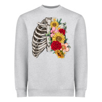 Heather Grey floral ribcage Heavyweight Sweatshirt - MaliasSmallBusiness