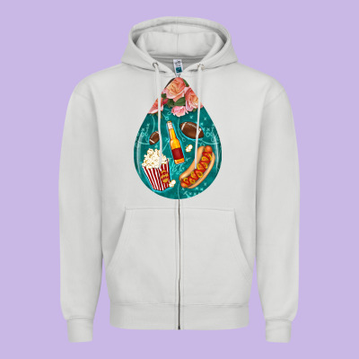American Football And Western Roses Teardrop Zipper Hoodie Designed By Bundleandbundleshop