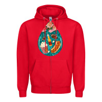 Red american football and western roses teardrop Zipper Hoodie - BundleAndBundleShop
