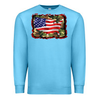 Ocean Blue distressed american flag Premium Sweatshirt - BarkalooDesign