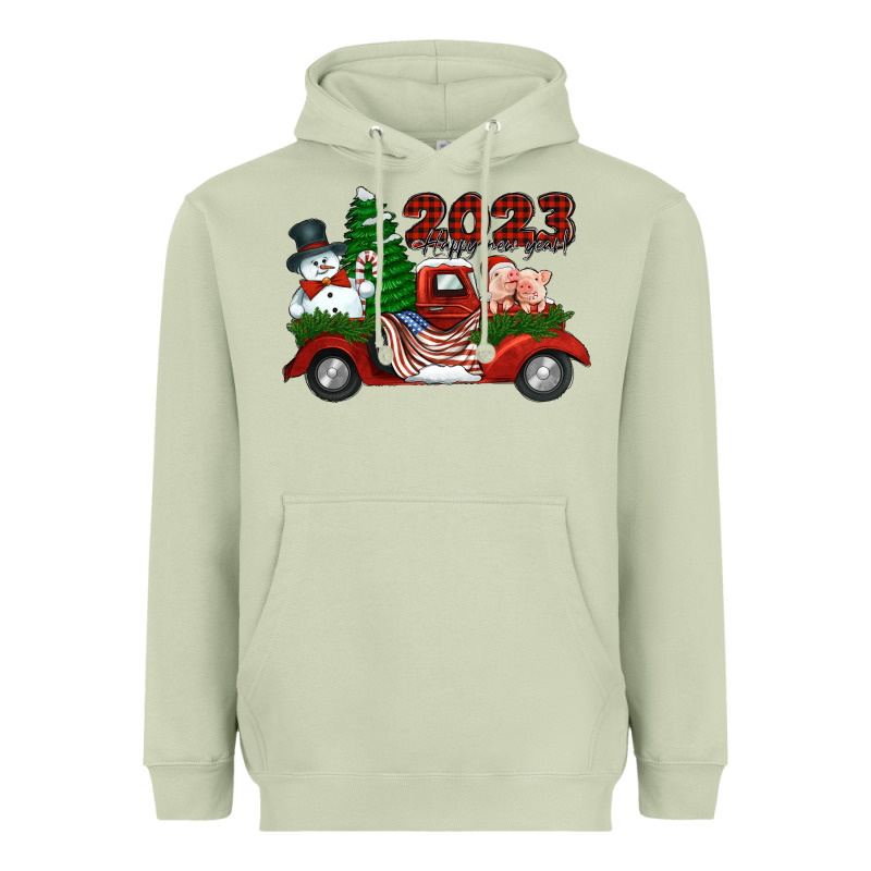Happy New Year Truck 2023 Heavyweight Hoodie by Jasminsmagicworld | Teevron