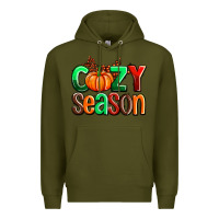 Army Green cozy season with fall colors palette and pumpkin Premium Hoodie - AdoDesignShop