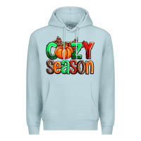 Blue Mist cozy season with fall colors palette and pumpkin Premium Hoodie - AdoDesignShop