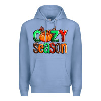 Colony Blue cozy season with fall colors palette and pumpkin Premium Hoodie - AdoDesignShop