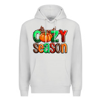 Dove Grey cozy season with fall colors palette and pumpkin Premium Hoodie - AdoDesignShop