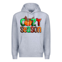 Heather Grey cozy season with fall colors palette and pumpkin Premium Hoodie - AdoDesignShop