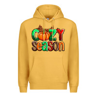 Mustard cozy season with fall colors palette and pumpkin Premium Hoodie - AdoDesignShop